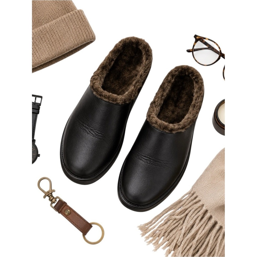 Sesto Meucci Black Leather Fur Lined Comfort Clogs Women's 6.5 NWOB Cozy Luxury